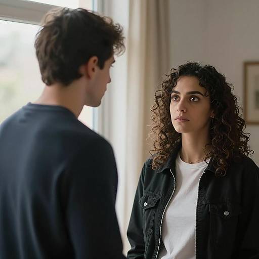 Intimate Indoor Conversation Between Two People