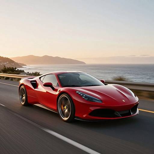 Sleek Red Sports Car at Golden Hour