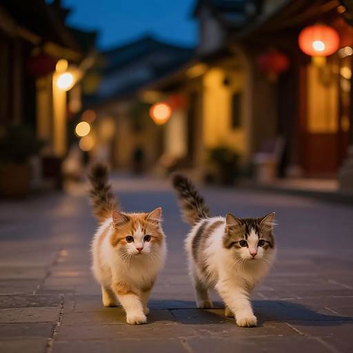 Fluffy Kittens Strolling Ancient Streets