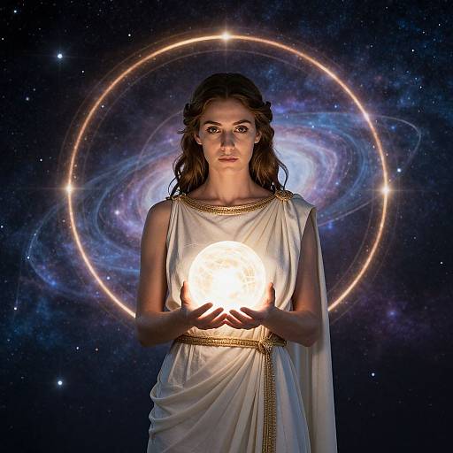 Ancient Greek Woman with Cosmic Orb