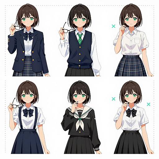 Anime Schoolgirls in Unique Uniforms