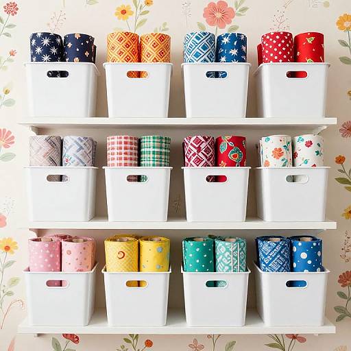 Neatly Organized Colorful Fabric Bins