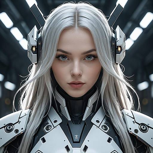 Futuristic Female Cyborg with Mecha Armor