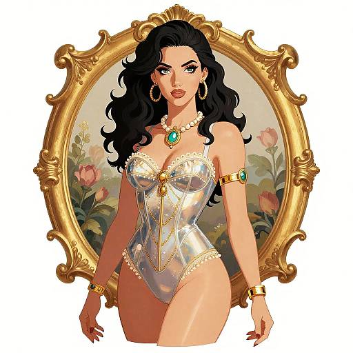 Baroque Cyberpunk Erotic Woman Illustration