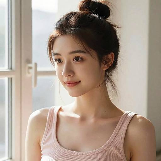 Sunlit Portrait of Young Woman