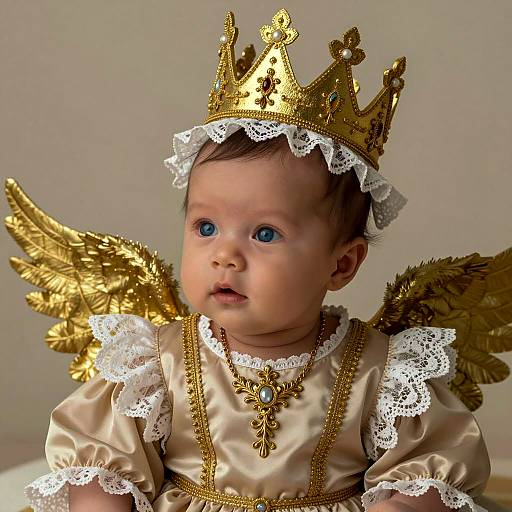 Realistic Angelic Newborn Portrait in Vintage Style