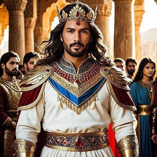 Middle Eastern King in Regal Golden Armor