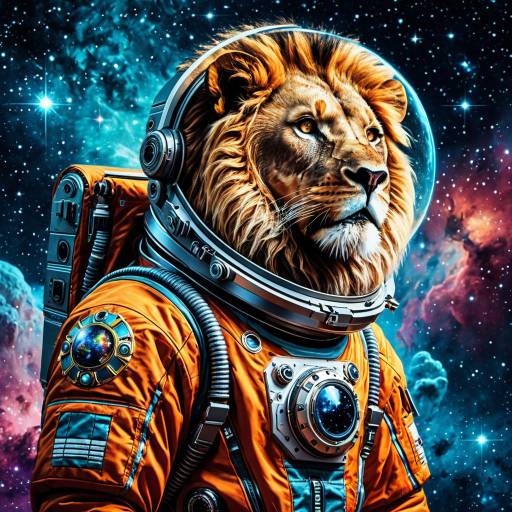 Lion Astronaut in Space Suit