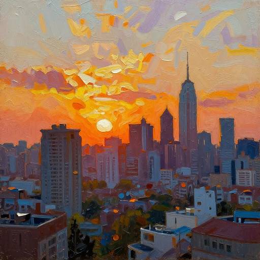 Sunset Cityscape Photo to Art