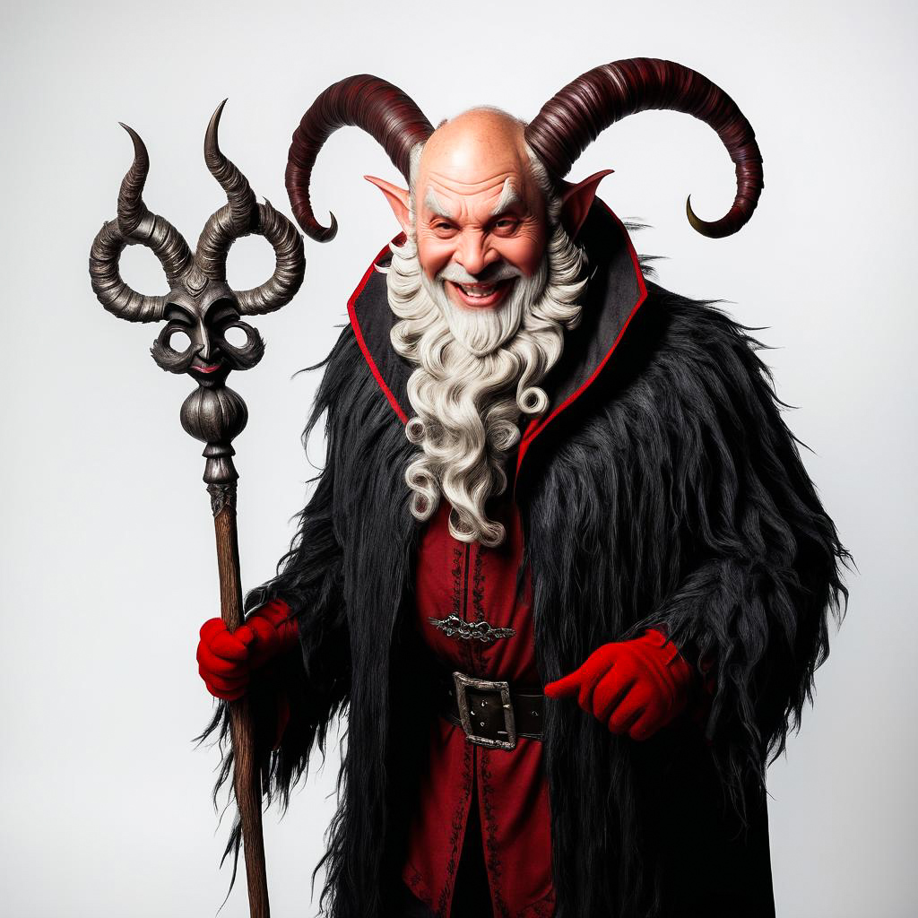 Vintage Krampus Costume Portrait of Grinning Elder