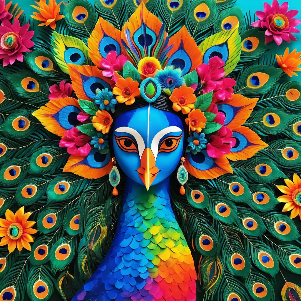 Surreal Peacock in Frida Kahlo Style