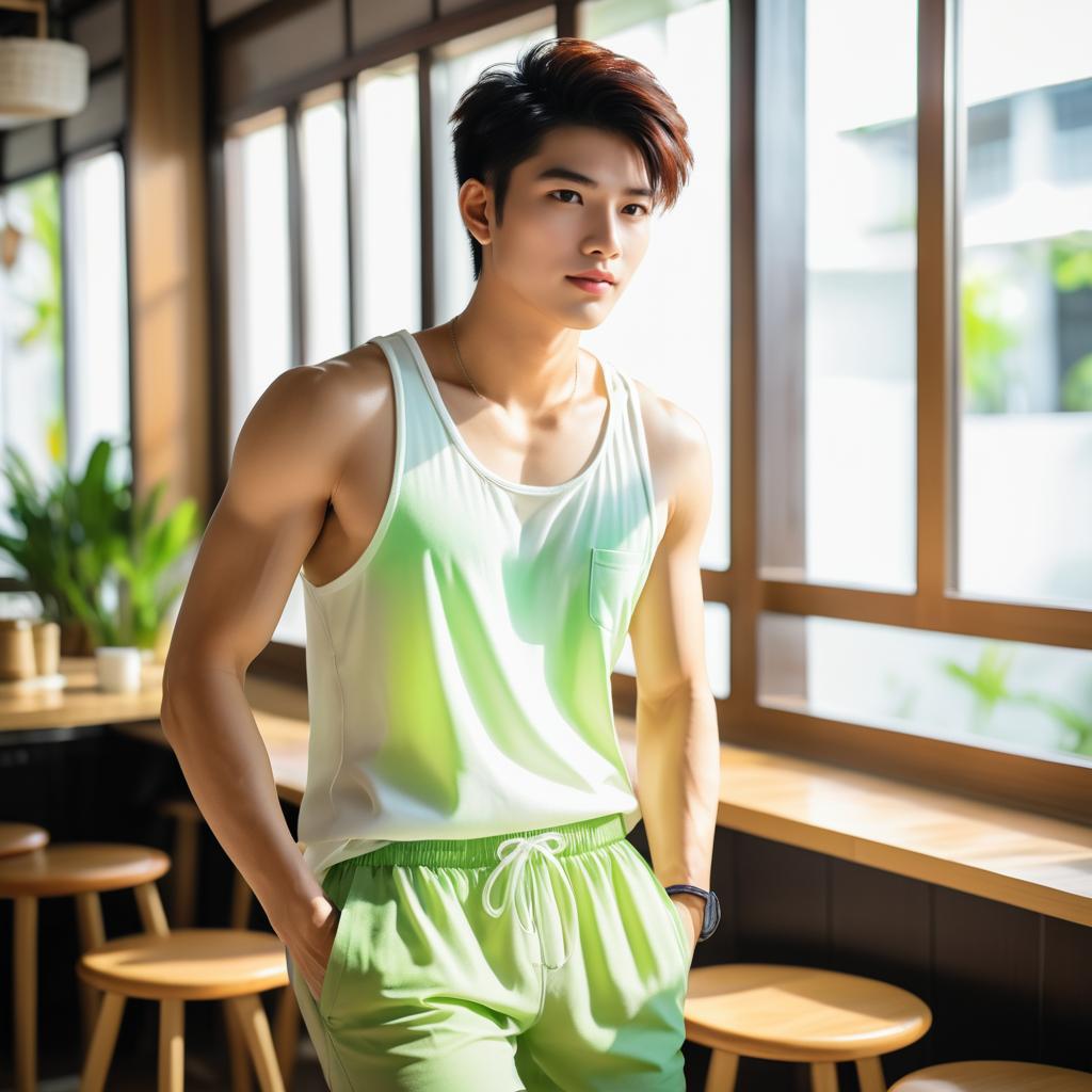 Dynamic Thai Model in Cafe Light