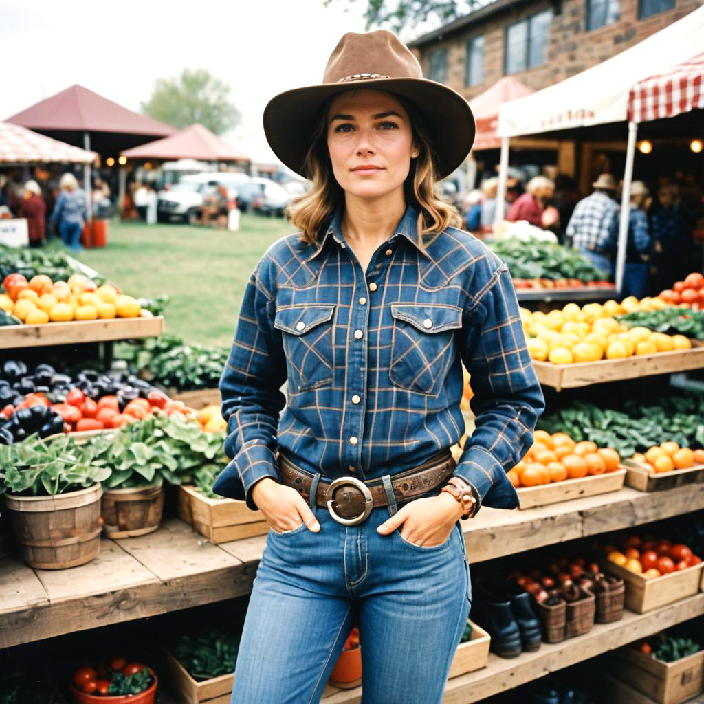 Cowgirl Style: Athletic Woman in Rustic Setting