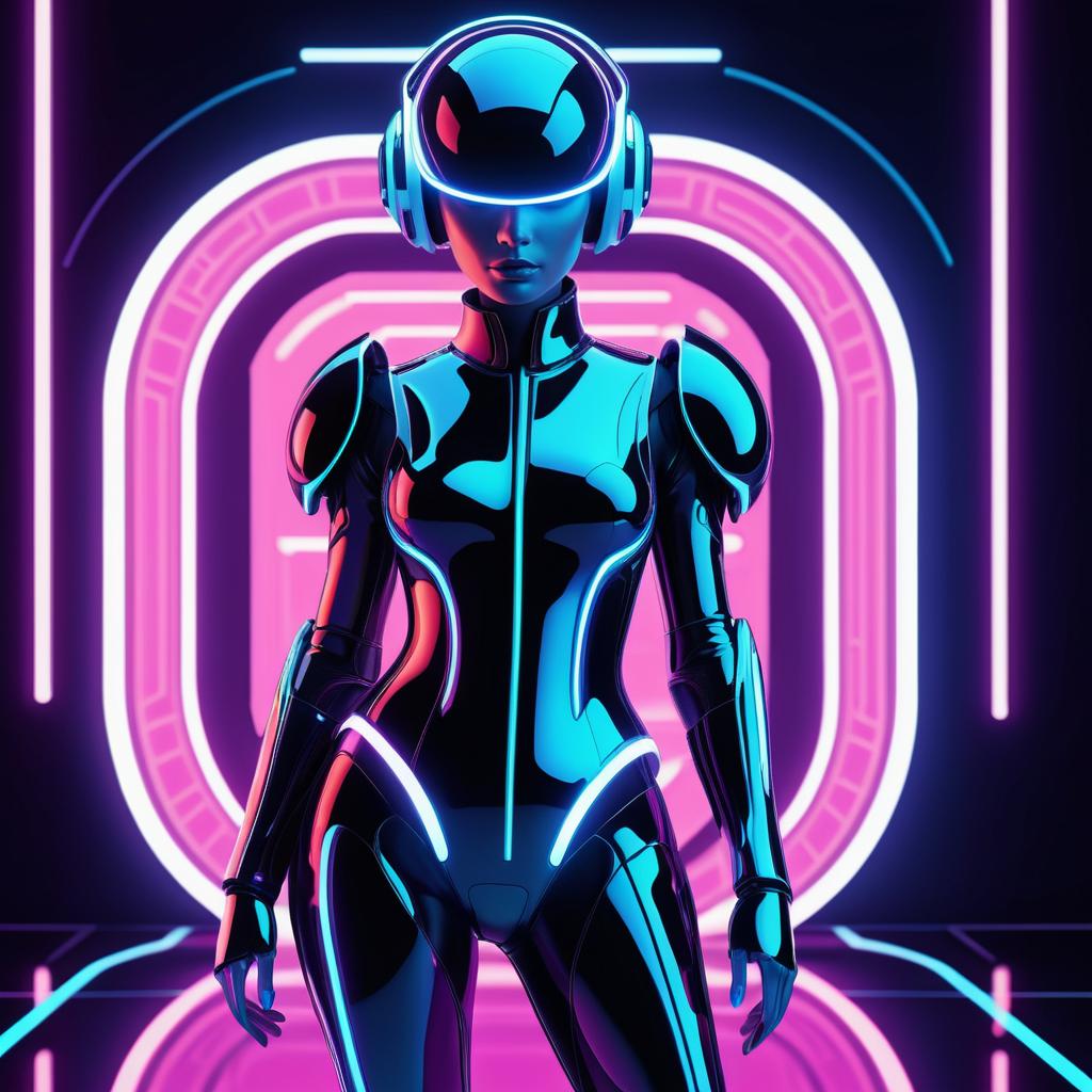 Futuristic Robot Portrait in Neon Style