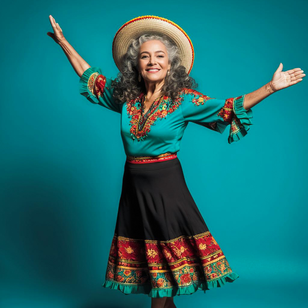 Joyful Elderly Woman in San Fermín Festival