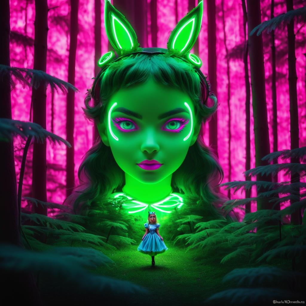 Enchanted Alice in Neon Forest