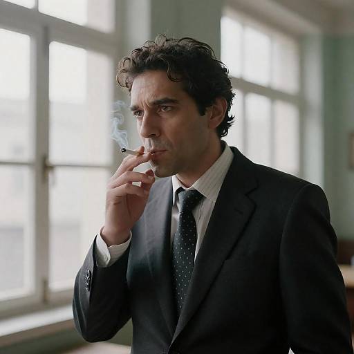 Focused Man in Dark Suit Portrait