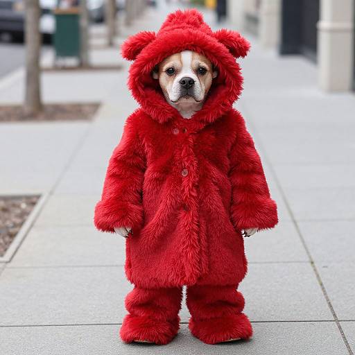 Red Huggy Wuggy Costume on Sidewalk
