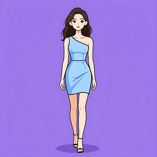 Contemporary Chic Woman in Blue Dress