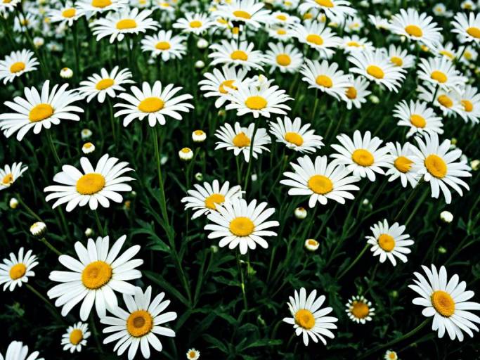 Field of White Daisy Flowers