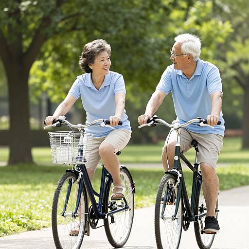 Senior Couple Biking in Sunlight