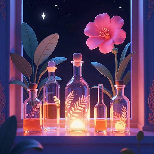 Neon Glass Bottles by Starry Window