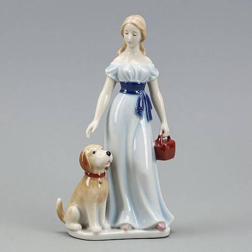 LLADRO Woman with Dog Figurine