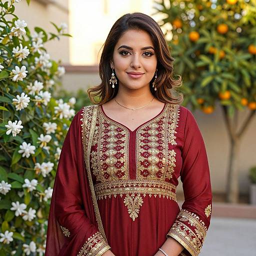 Traditional Pakistani Dress in Courtyard