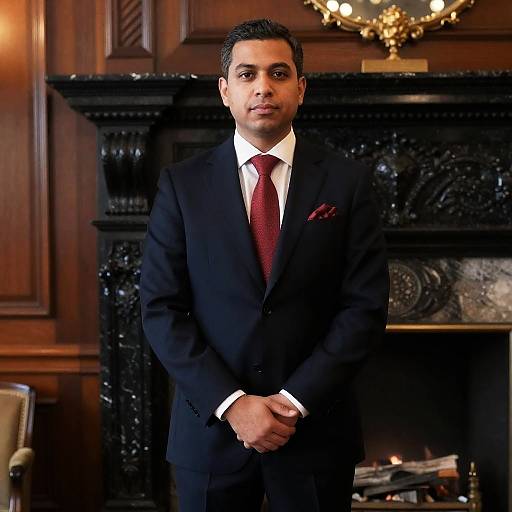 Elegant Man in Front of Fireplace