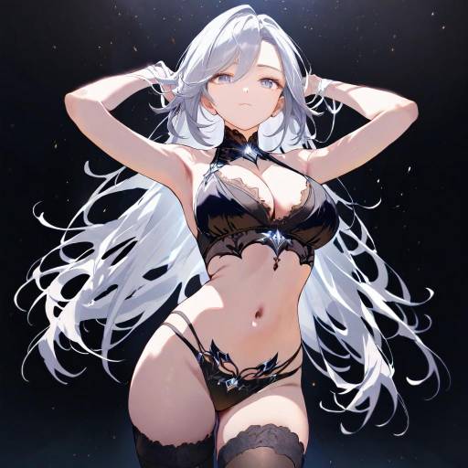 Fierce Woman in Black Lingerie Shot