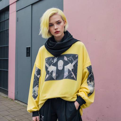 Androgynous Model in Pastel Goth Outfit