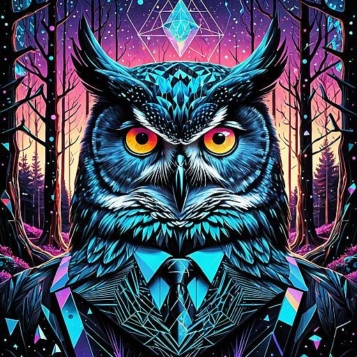 Psychedelic Cosmic Owl Portrait
