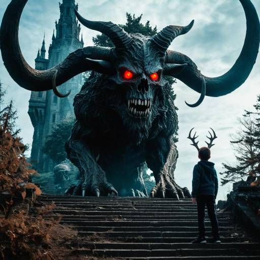 Giant Demon Statue in Enchanted Forest