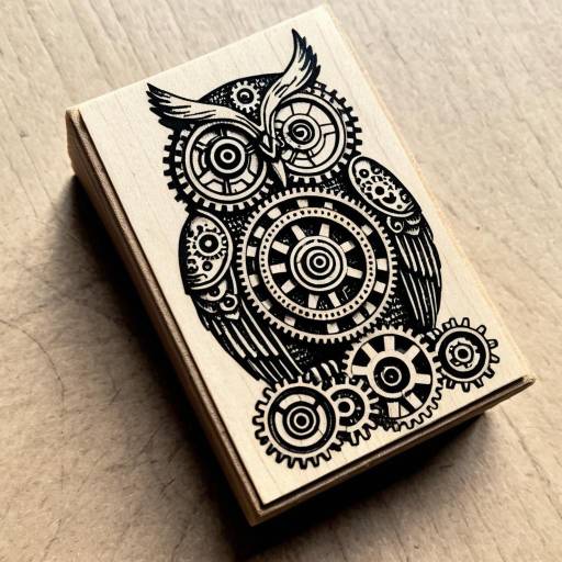 Steampunk Mechanical Owl Rubber Stamp