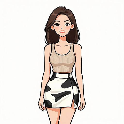 Chic Smiling Woman in Stylish Outfit