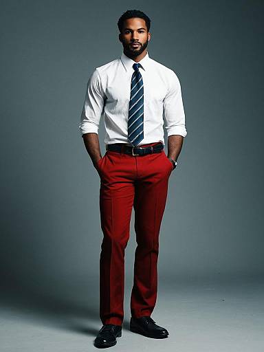 Stylish Dark-Skinned Male in Red Pants