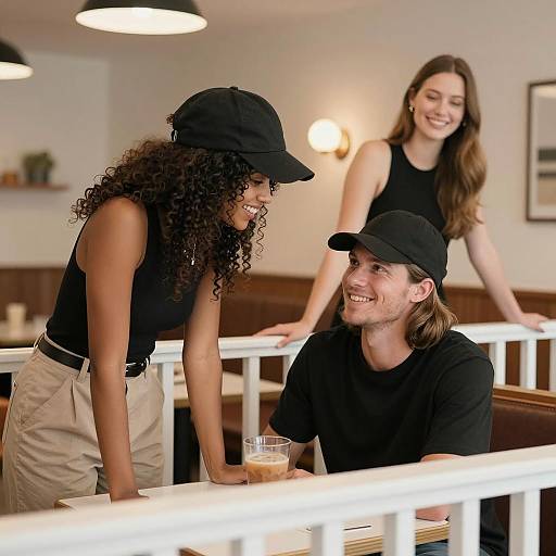 Vibrant Restaurant Scene with Smiling Diners