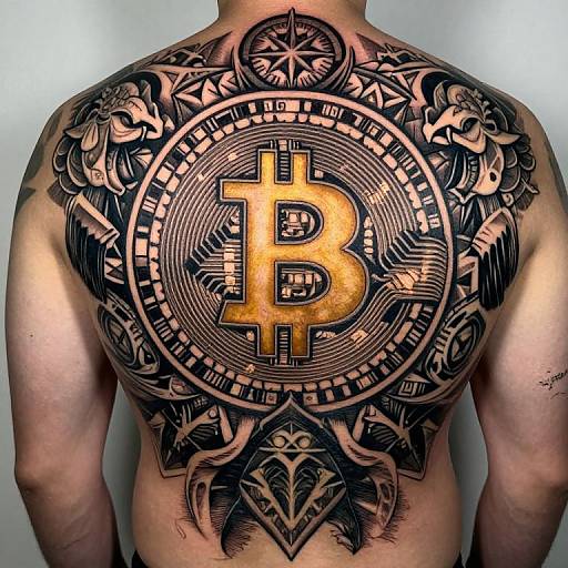 Intricate Bitcoin Back Tattoo Design