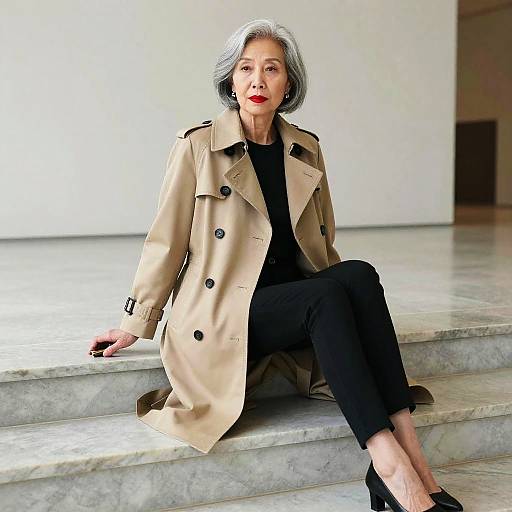 Elderly Asian Woman in Museum Style