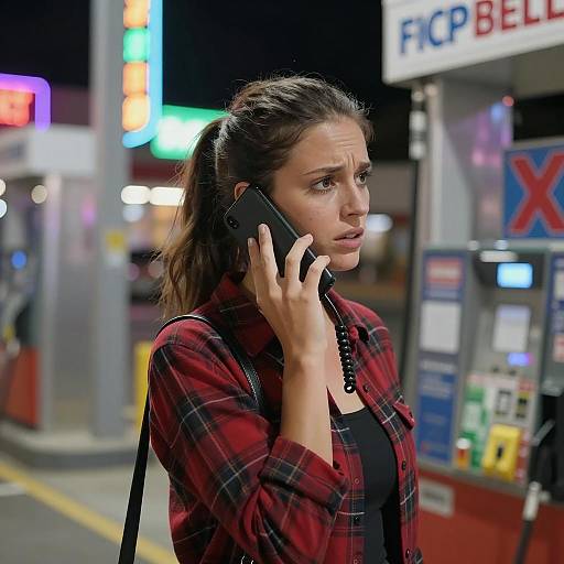 Concerned Woman on a Nightly Call