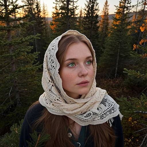 Native American Woman in Scandinavian Forest