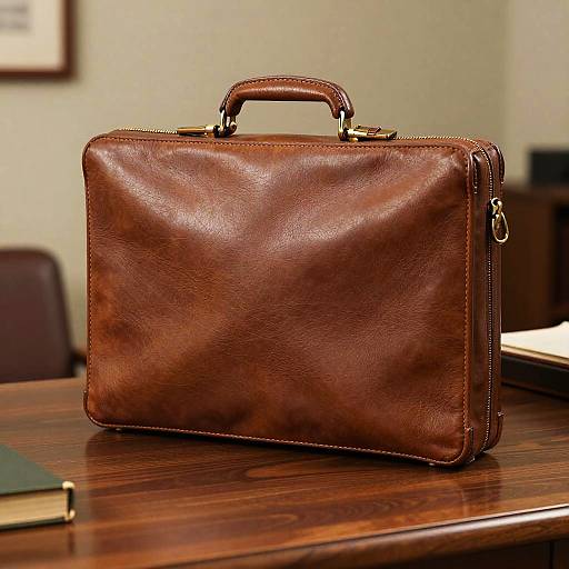 Vintage Leather Briefcase on Desk