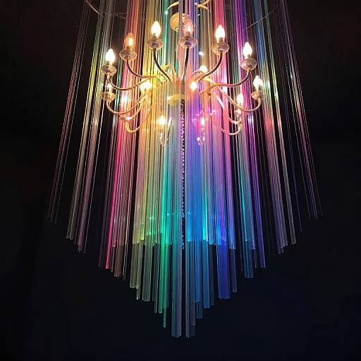 Radiant Rainbow Chandelier Above Abyss