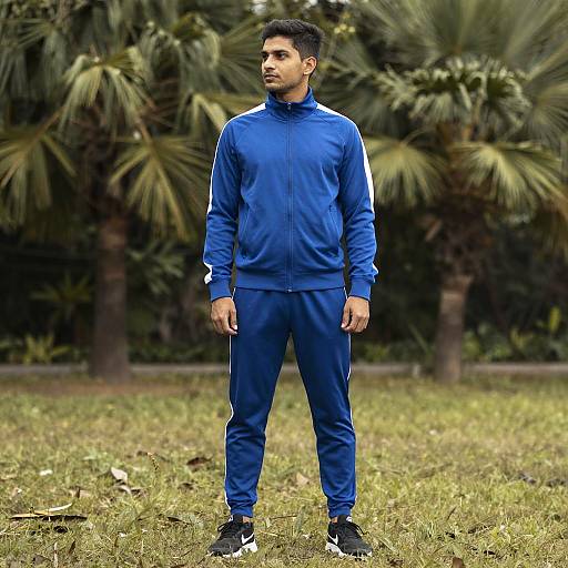 Man in Blue Athletic Tracksuit