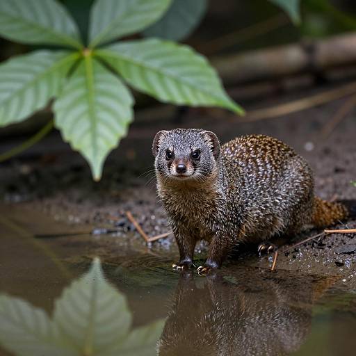 Mongoose by Water with Reflection