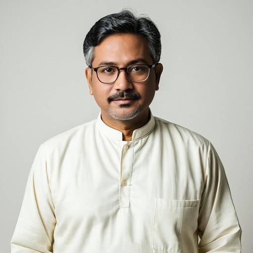 Middle-aged Indian Man in Classic Kurta Pajama