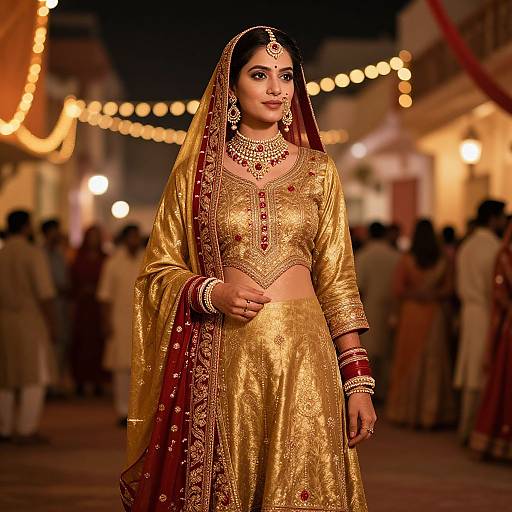 Festive Kurti with Golden Zari Work