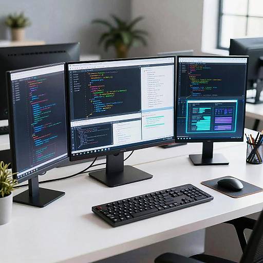 Futuristic Workspace with Transparent Screens