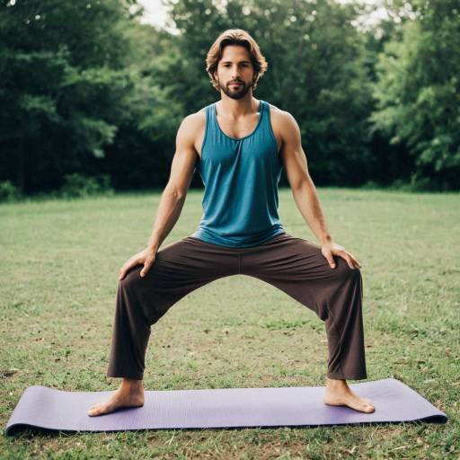 Outdoor Man Practicing Yoga in Tank Top