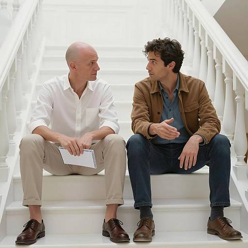 Conversation on a White Staircase